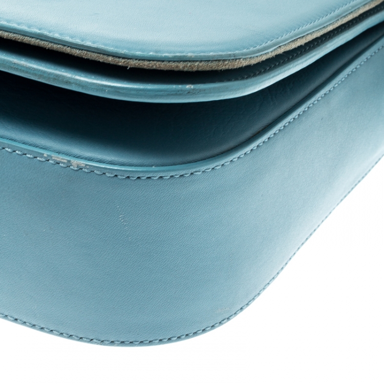 Pre Owned Saint Laurent Blue Leather Medium Chyc Flap Bag