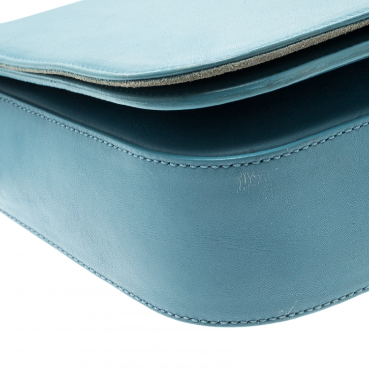 Pre Owned Saint Laurent Blue Leather Medium Chyc Flap Bag