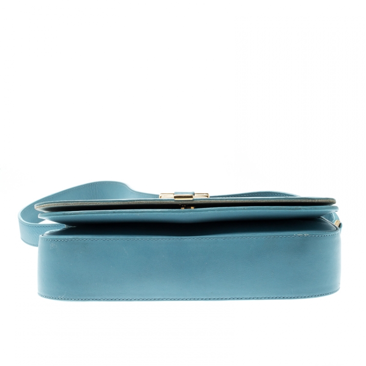 Pre Owned Saint Laurent Blue Leather Medium Chyc Flap Bag
