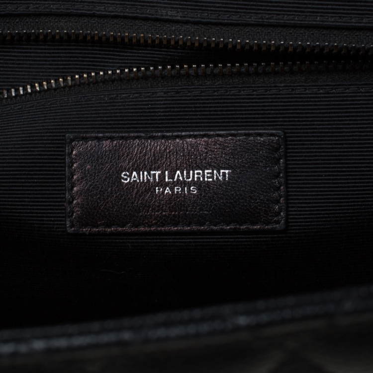 Pre Owned Saint Laurent Black Mix Matelasse Leather Large Cassandre Flap Bag