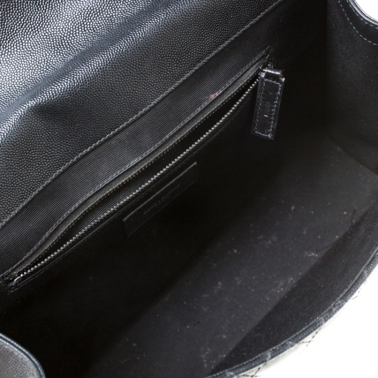 Pre Owned Saint Laurent Black Mix Matelasse Leather Large Cassandre Flap Bag