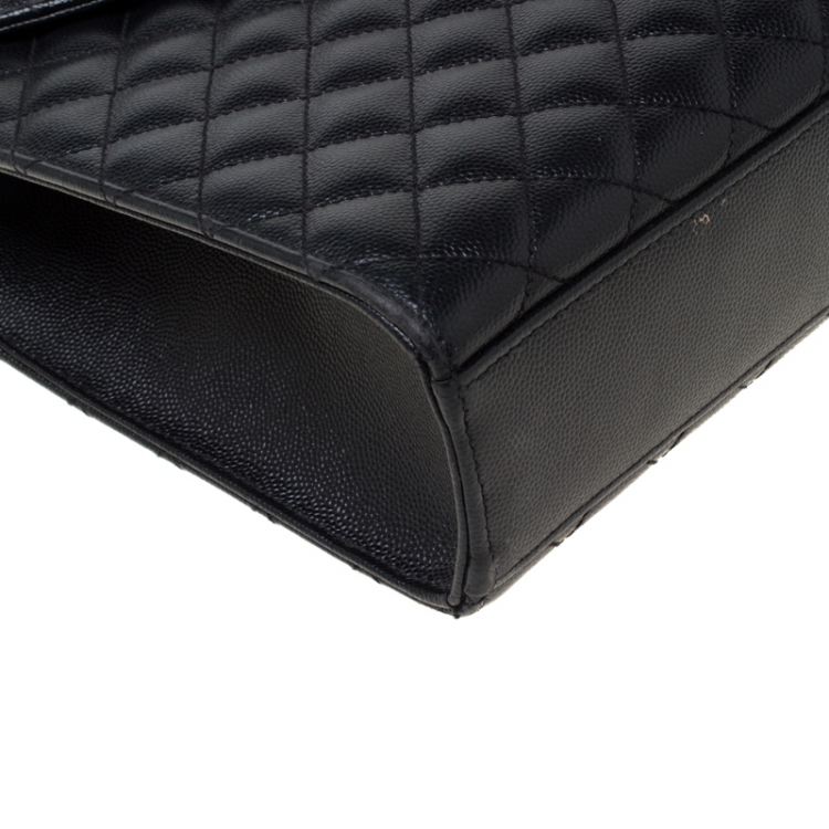 Pre Owned Saint Laurent Black Mix Matelasse Leather Large Cassandre Flap Bag