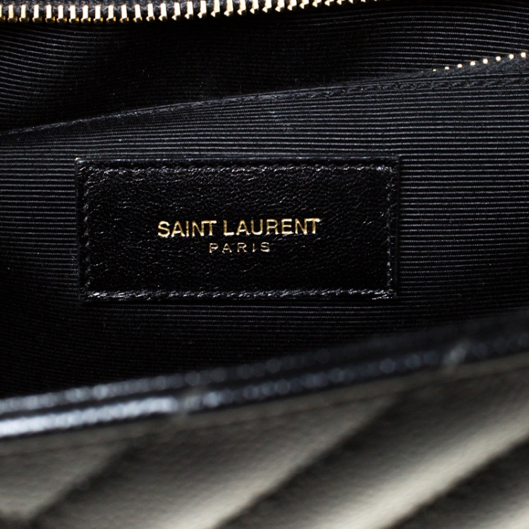 Pre Owned Saint Laurent Black Matelasse Leather Large Cassandre Flap Bag