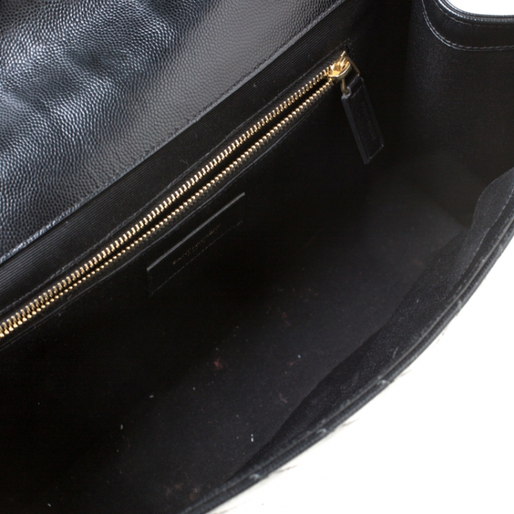 Pre Owned Saint Laurent Black Matelasse Leather Large Cassandre Flap Bag