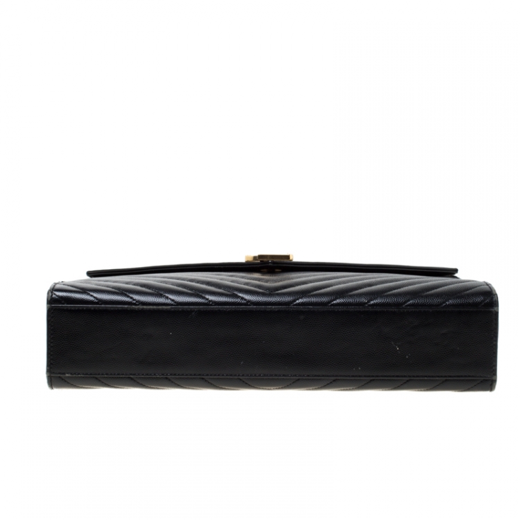 Pre Owned Saint Laurent Black Matelasse Leather Large Cassandre Flap Bag