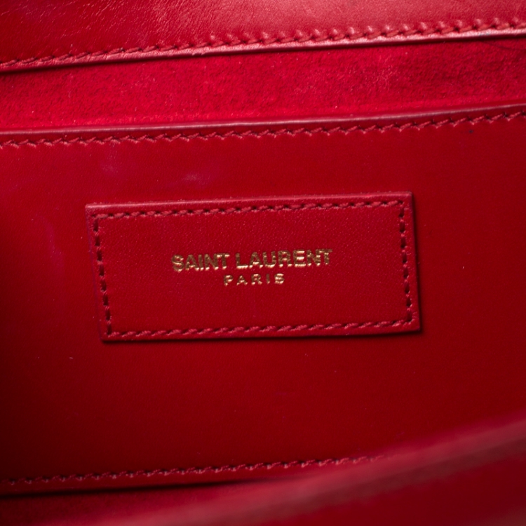 Pre Owned Saint Laurent Red Leather Kate Monogram Tassel Shoulder Bag