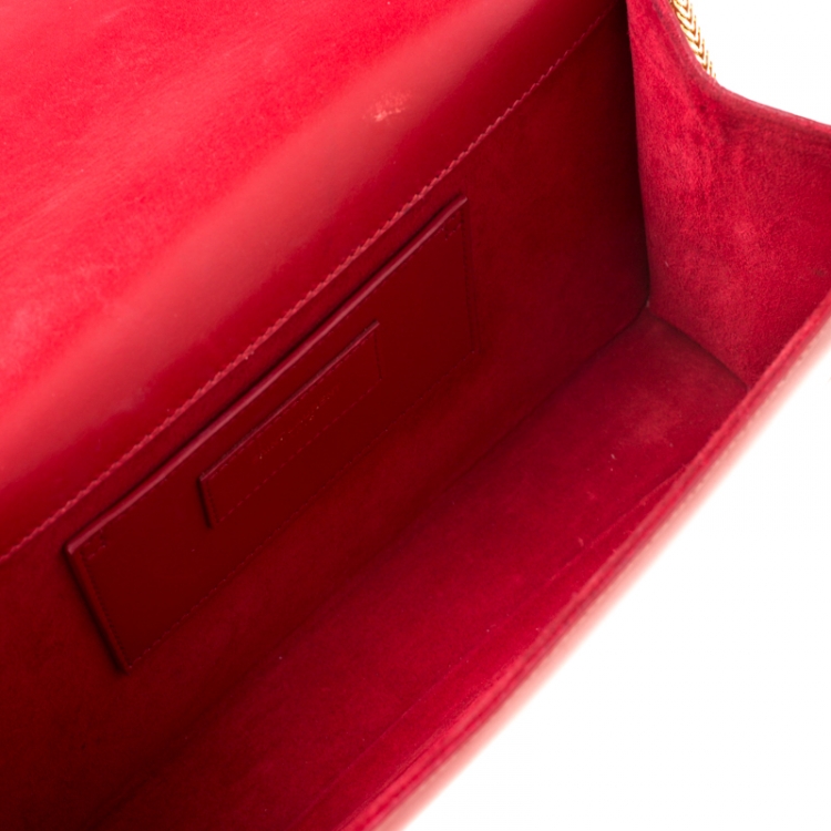 Pre Owned Saint Laurent Red Leather Kate Monogram Tassel Shoulder Bag