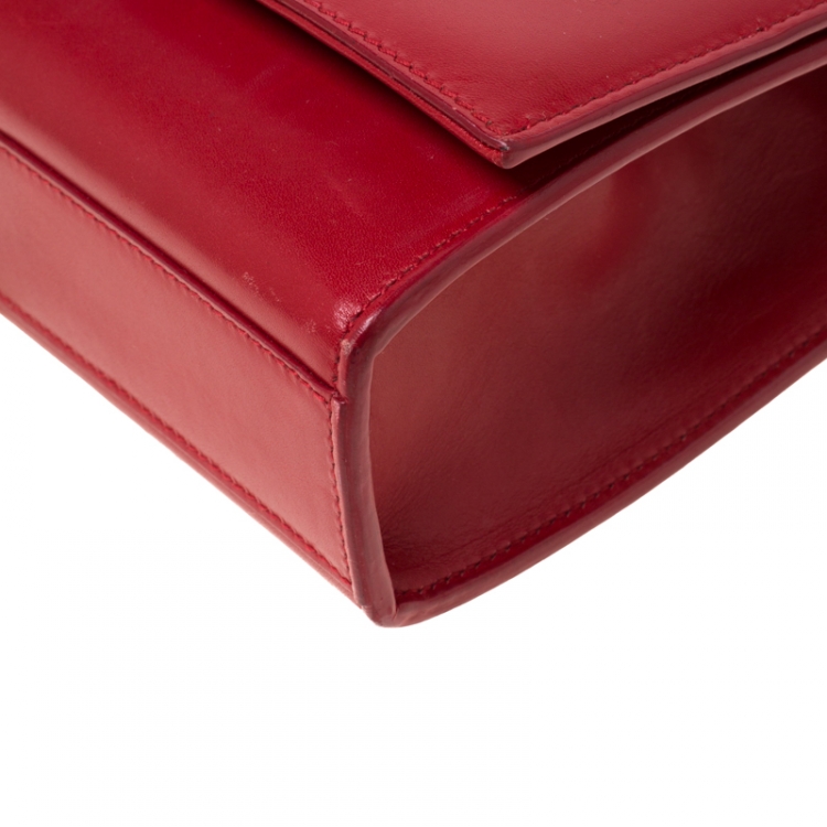 Pre Owned Saint Laurent Red Leather Kate Monogram Tassel Shoulder Bag