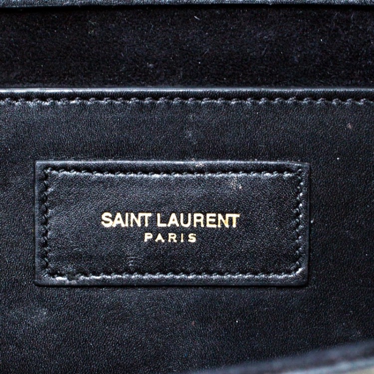 Pre Owned Saint Laurent Black Leather Belle De Jour Flap Clutch