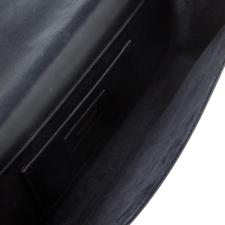 Pre Owned Saint Laurent Black Leather Belle De Jour Flap Clutch