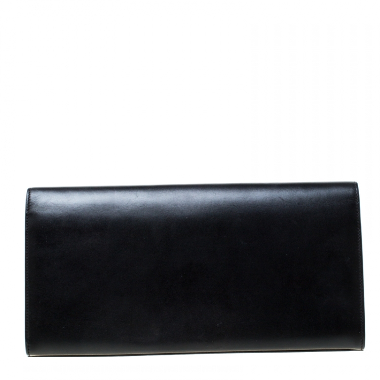 Pre Owned Saint Laurent Black Leather Belle De Jour Flap Clutch