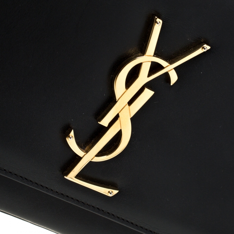 Pre Owned Saint Laurent Black Leather Belle De Jour Flap Clutch