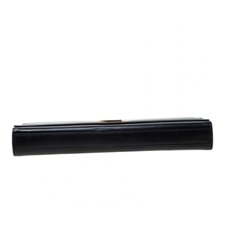 Pre Owned Saint Laurent Black Leather Belle De Jour Flap Clutch