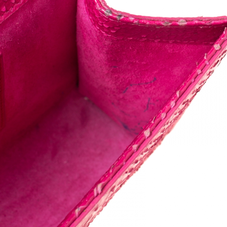 Pre Owned Saint Laurent Paris Pink Python Embossed Leather Kate Tassel Shoulder Bag