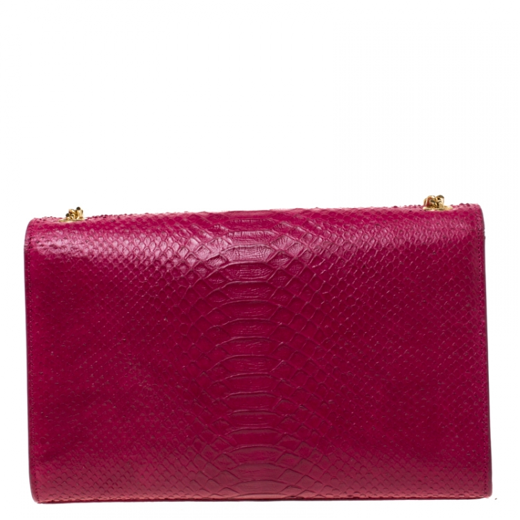 Pre Owned Saint Laurent Paris Pink Python Embossed Leather Kate Tassel Shoulder Bag
