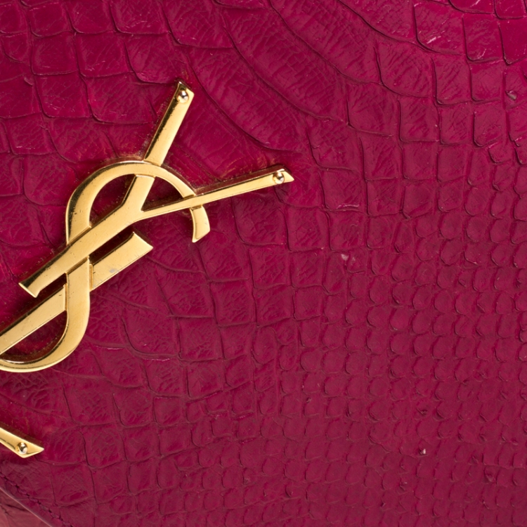 Pre Owned Saint Laurent Paris Pink Python Embossed Leather Kate Tassel Shoulder Bag