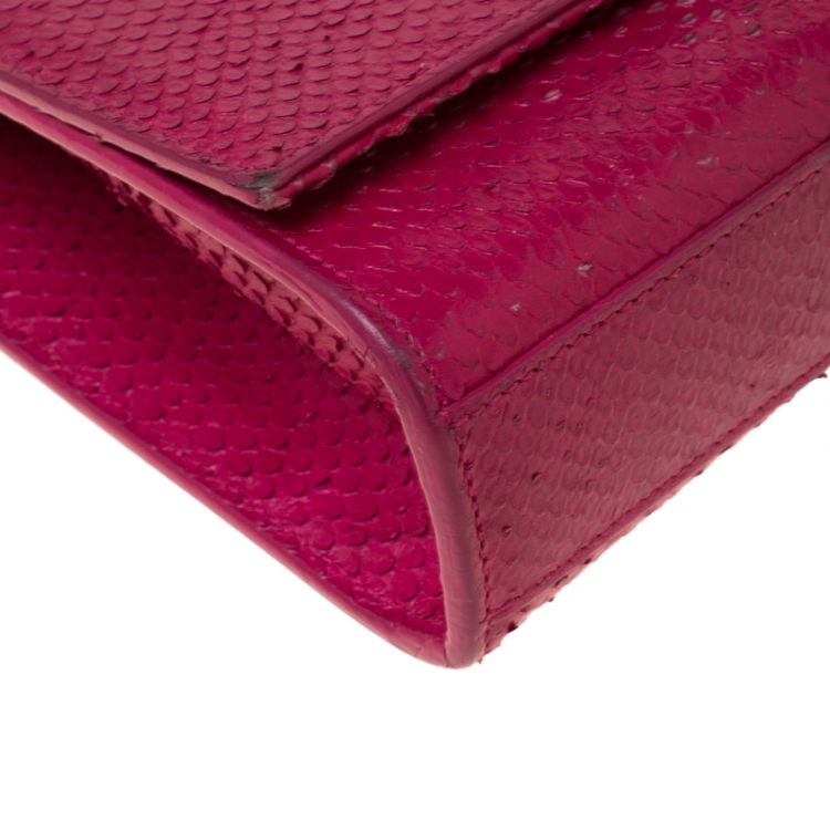 Pre Owned Saint Laurent Paris Pink Python Embossed Leather Kate Tassel Shoulder Bag