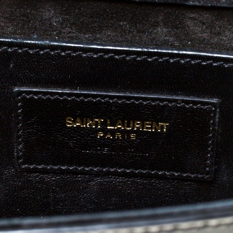 Pre Owned Saint Laurent Black Patent Leather Small Kate Monogram Shoulder Bag