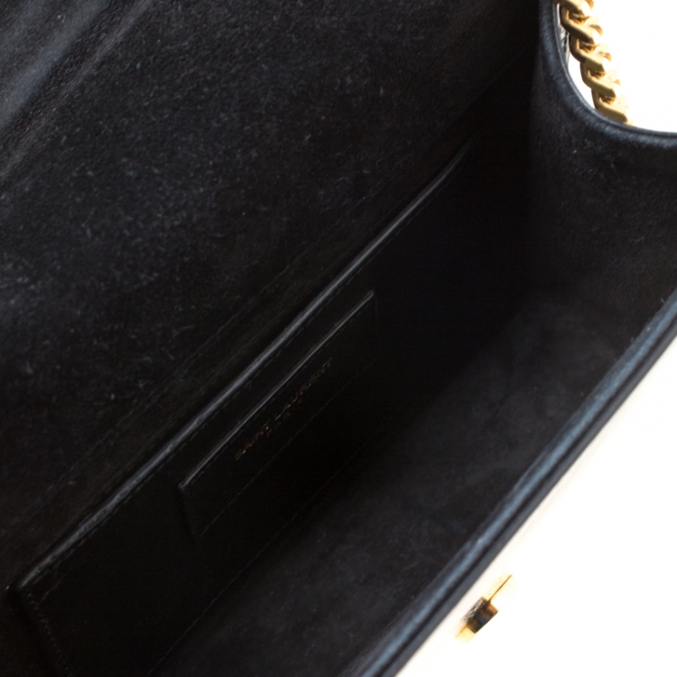 Pre Owned Saint Laurent Black Patent Leather Small Kate Monogram Shoulder Bag