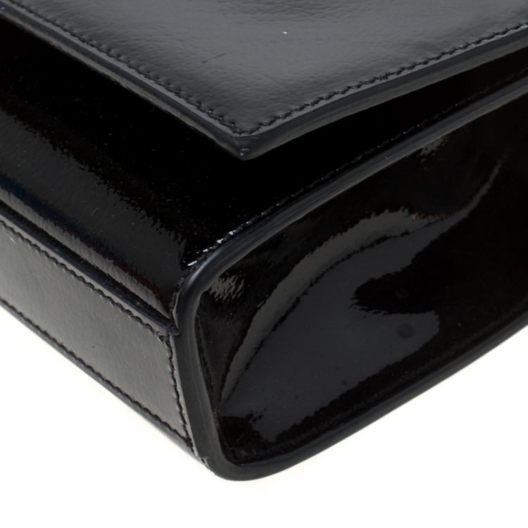 Pre Owned Saint Laurent Black Patent Leather Small Kate Monogram Shoulder Bag