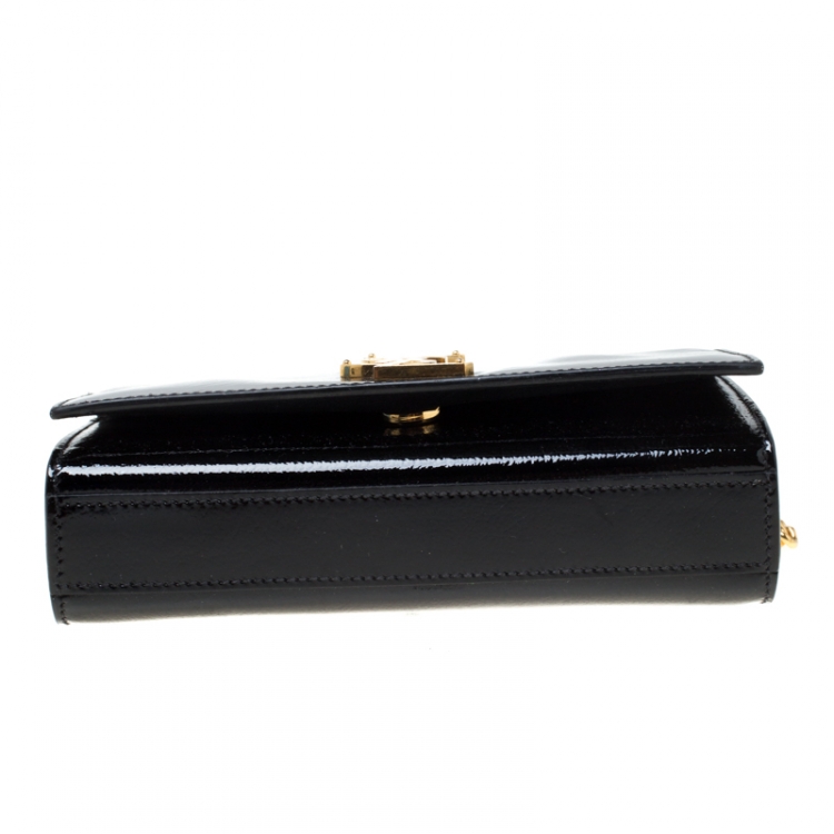 Pre Owned Saint Laurent Black Patent Leather Small Kate Monogram Shoulder Bag