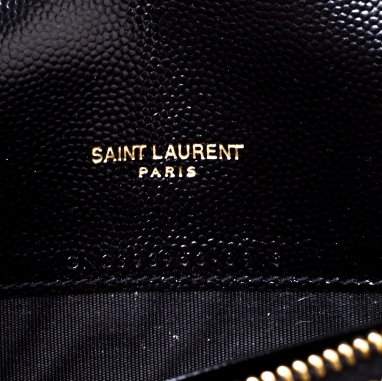 Pre Owned Saint Laurent Black Matelasse Leather Chain Clutch