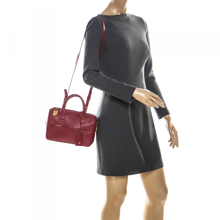 Pre Owned  Saint Laurent Red Leather Rive Gauche Crossbody Bag