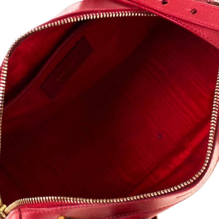 Pre Owned  Saint Laurent Red Leather Rive Gauche Crossbody Bag