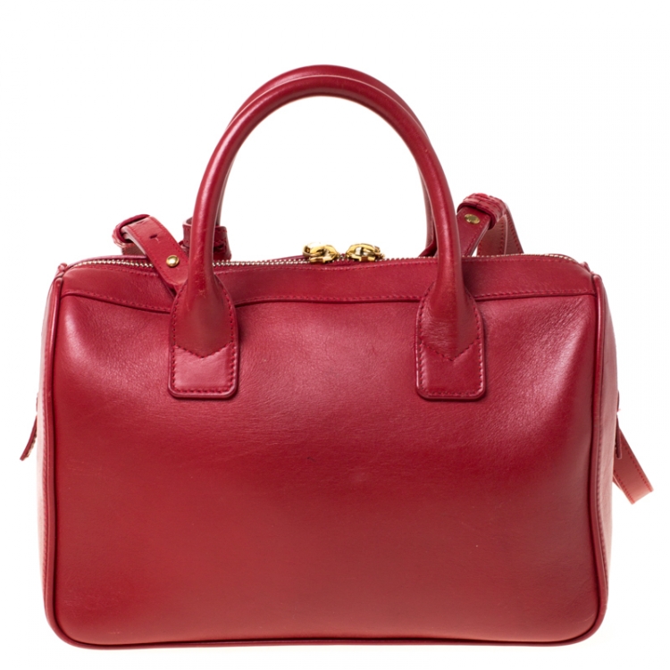 Pre Owned  Saint Laurent Red Leather Rive Gauche Crossbody Bag