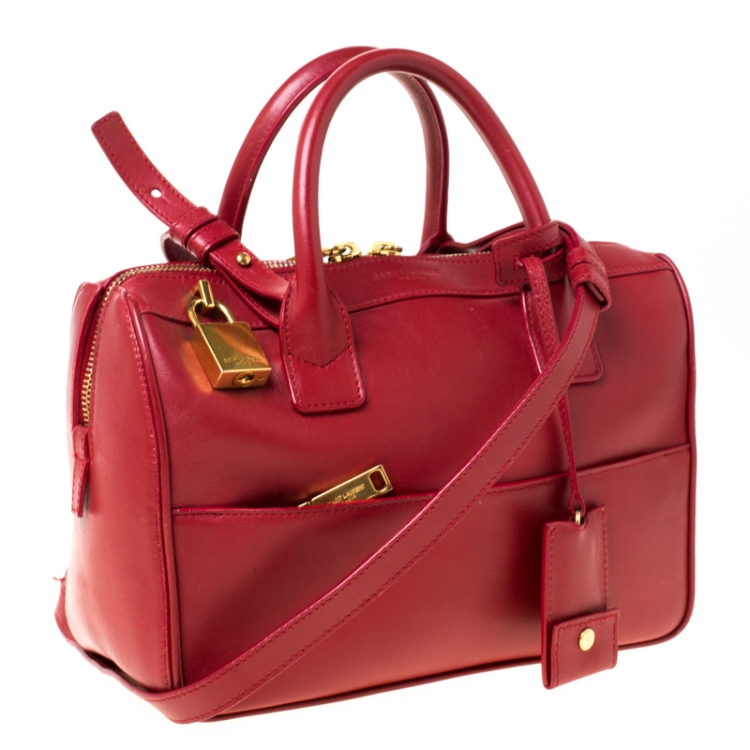 Pre Owned  Saint Laurent Red Leather Rive Gauche Crossbody Bag