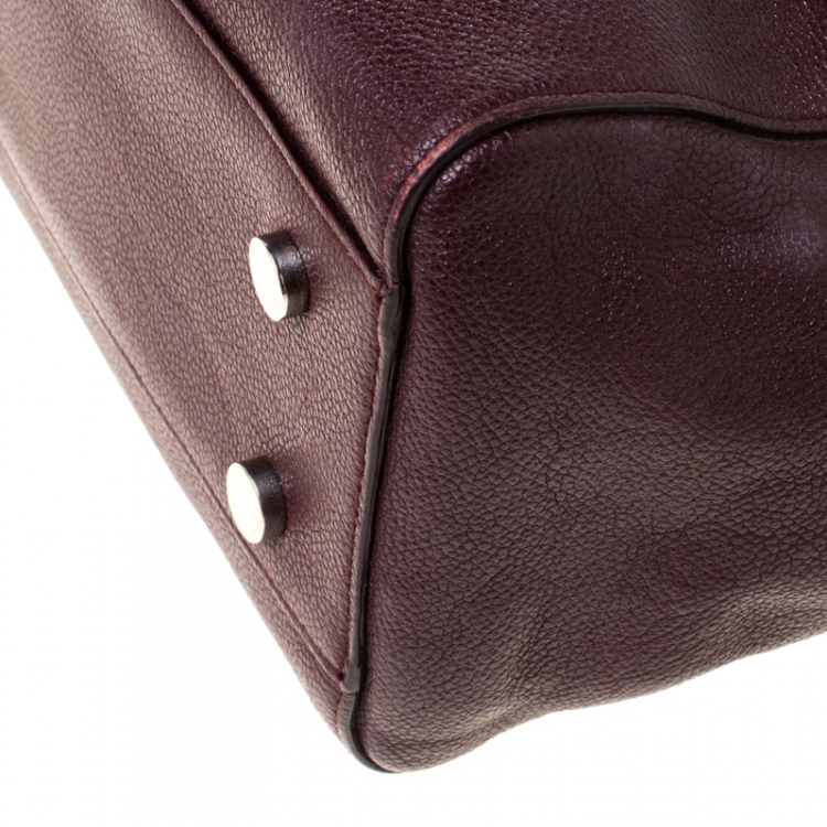 Pre Owned Saint Laurent Paris Burgundy Leather Medium Cabas Rive Gauche Tote