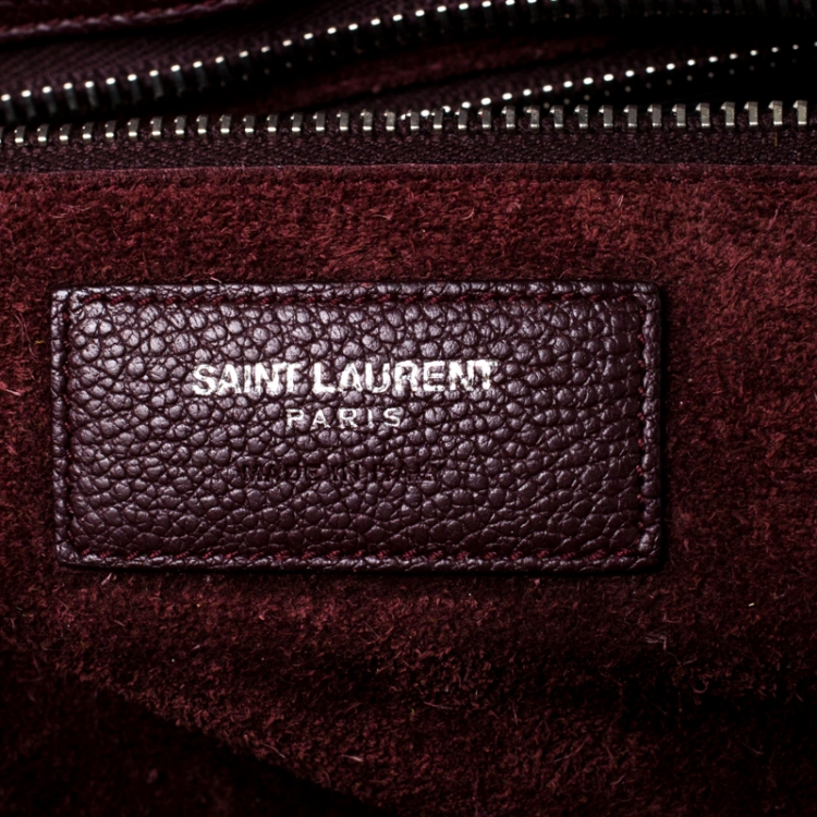 Pre Owned Saint Laurent Paris Burgundy Leather Medium Cabas Rive Gauche Tote