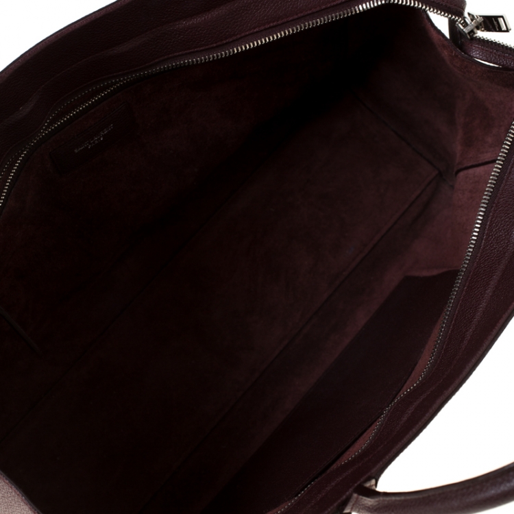 Pre Owned Saint Laurent Paris Burgundy Leather Medium Cabas Rive Gauche Tote