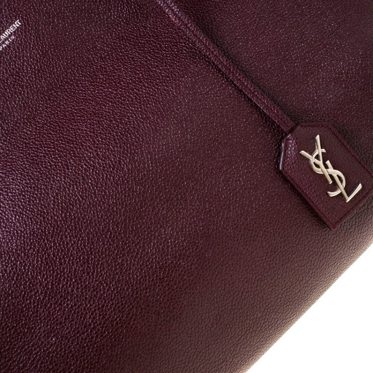 Pre Owned Saint Laurent Paris Burgundy Leather Medium Cabas Rive Gauche Tote