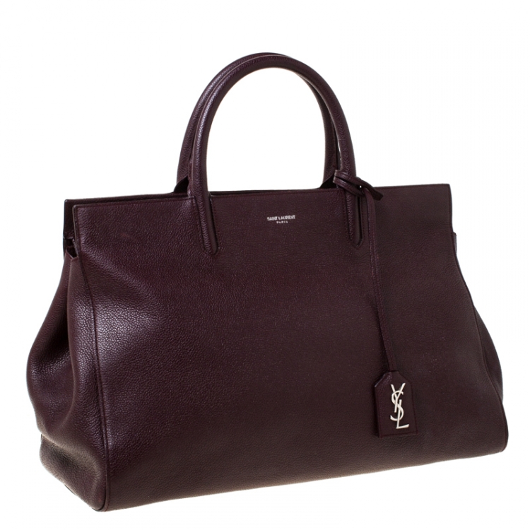 Pre Owned Saint Laurent Paris Burgundy Leather Medium Cabas Rive Gauche Tote
