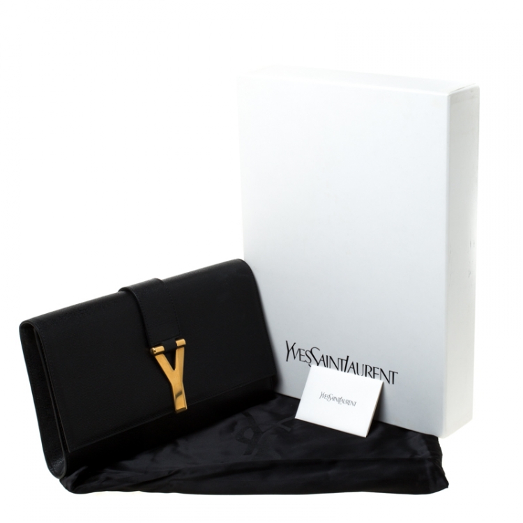 Pre Owned Saint Laurent Black Leather Large Chyc Clutch