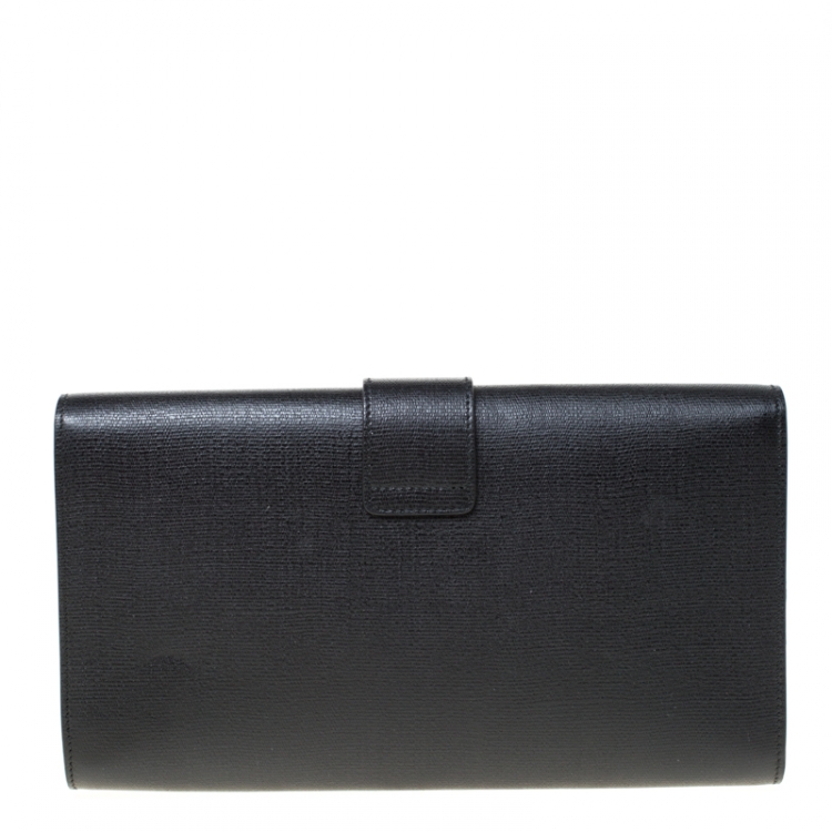 Pre Owned Saint Laurent Black Leather Large Chyc Clutch