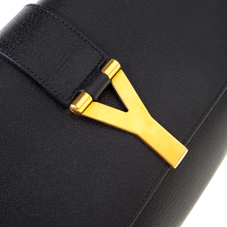 Pre Owned Saint Laurent Black Leather Large Chyc Clutch