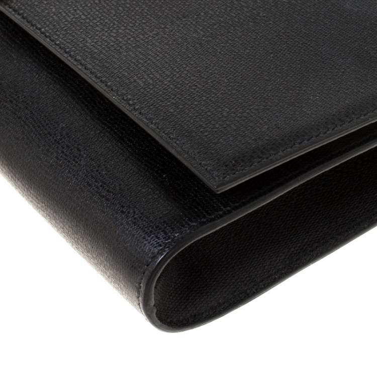 Pre Owned Saint Laurent Black Leather Large Chyc Clutch