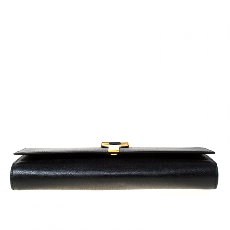 Pre Owned Saint Laurent Black Leather Large Chyc Clutch