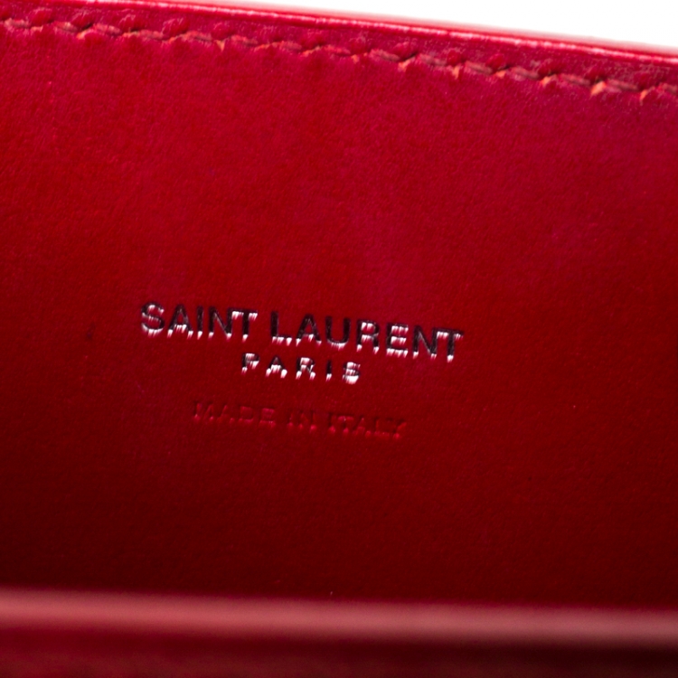 Pre Owned Saint Laurent Red Croc Embossed Leather Nano Classic Sac De Jour Tote