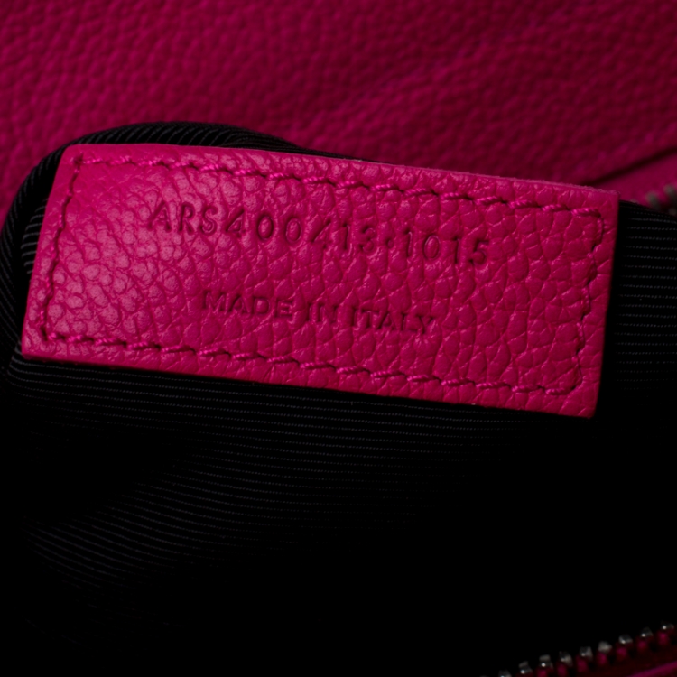 Pre Owned Saint Laurent Paris Fuschia Pink Leather Small Cabas Rive Gauche Tote