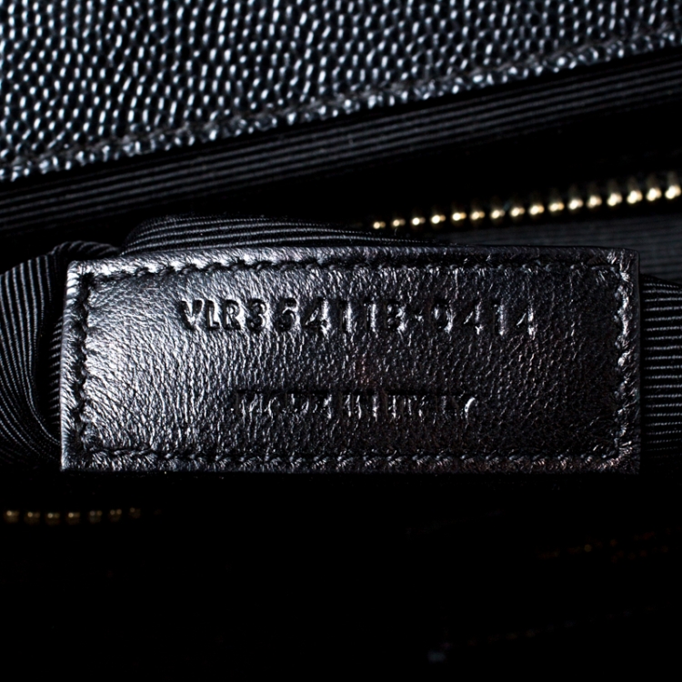 Pre Owned Saint Laurent Black Leather Monogram Envelope Shoulder Bag
