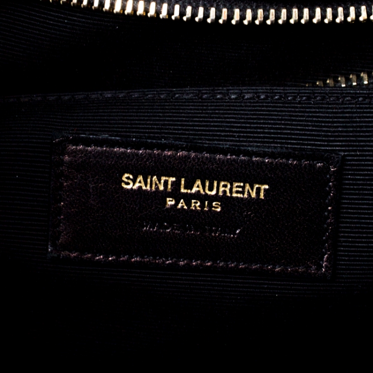 Pre Owned Saint Laurent Black Leather Monogram Envelope Shoulder Bag