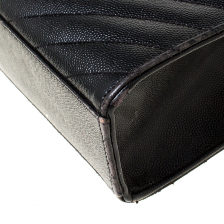 Pre Owned Saint Laurent Black Leather Monogram Envelope Shoulder Bag