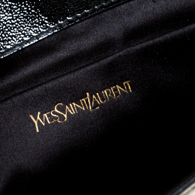 Pre Owned Saint Laurent Black Patent Leather Belle De Jour Flap Clutch
