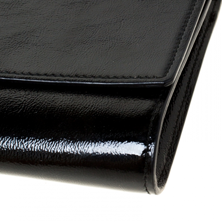 Pre Owned Saint Laurent Black Patent Leather Belle De Jour Flap Clutch