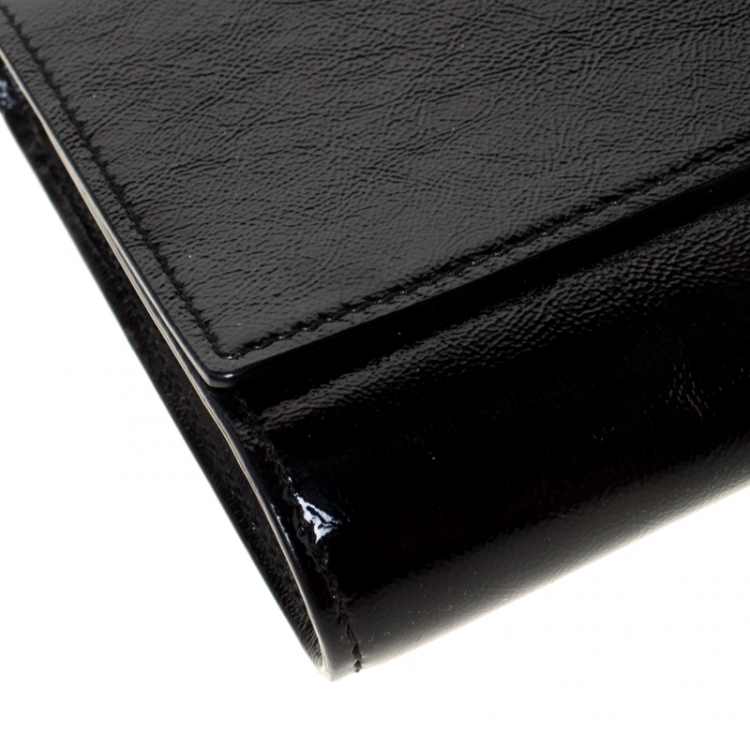 Pre Owned Saint Laurent Black Patent Leather Belle De Jour Flap Clutch