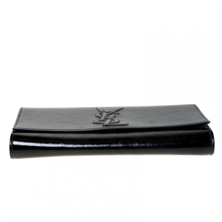 Pre Owned Saint Laurent Black Patent Leather Belle De Jour Flap Clutch