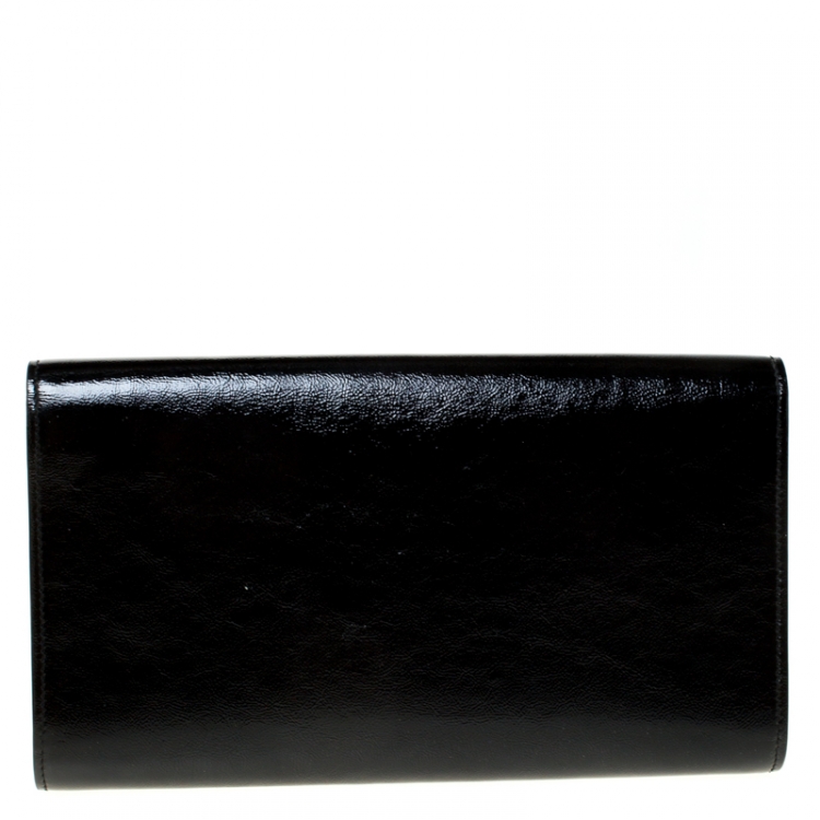 Pre Owned Saint Laurent Black Patent Leather Belle De Jour Flap Clutch